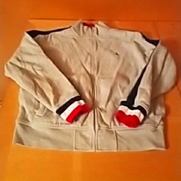 🎃🎃🎃🎃POLO RALPH LAUREN ZIP UP SIZE XL..LIL PONY ON SIDE GRAY RED WHITE N BLUE - Picture 1 of 6